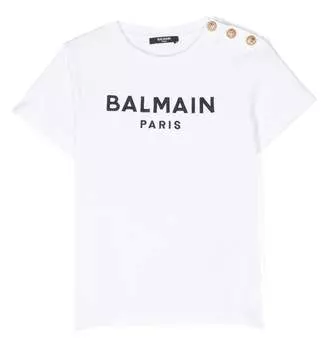 Белая футболка с логотипом Balmain