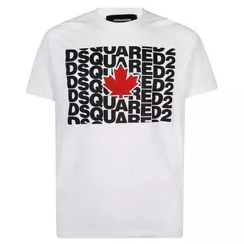 Белая футболка с логотипом и флагом Dsquared2, белый