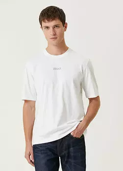 Белая футболка с логотипом и принтом Zegna