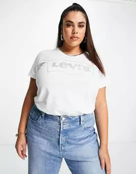 Белая футболка с логотипом Levi's Plus в виде крыла летучей мыши