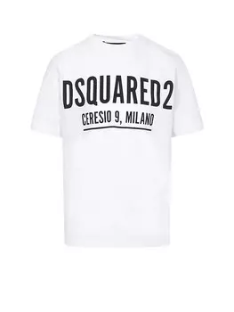 Белая футболка с логотипом спереди Dsquared
