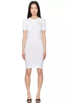Белая футболка с логотипом V-Emblem и мини-платьем Versace Jeans Couture