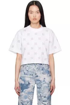 Белая футболка с люрексом Little Arrows Crop Off-White