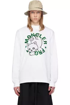 Белая футболка с мультяшным логотипом Moncler x FRGMT Hiroshi Fujiwara Moncler Genius