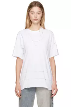 Белая футболка с надписью «Stitch Line» MM6 Maison Margiela