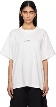 Белая футболка с нашивкой-логотипом MM6 Maison Margiela, кремовый
