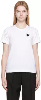 Белая футболка с нашивкой в виде сердца Comme des Garons Play