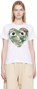 Белая футболка с нашивкой в виде сердца Comme des Garons Play