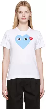 Белая футболка с нашивкой в виде сердца Comme des Garons Play