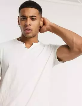 Белая футболка с открытым воротником на пуговицах Jack & Jones Essentials