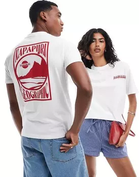 Белая футболка с пейзажным принтом Napapijri Mele