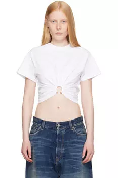 Белая футболка с пирсингом Rabanne