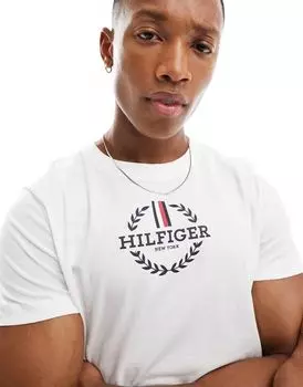 Белая футболка с полосками и венком Tommy Hilfiger