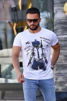 Белая футболка с принтом 4028 MADMEXT