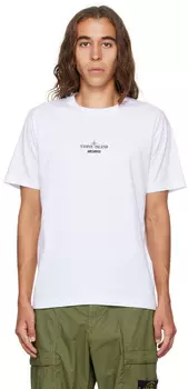 Белая футболка с принтом Archivio Stone Island