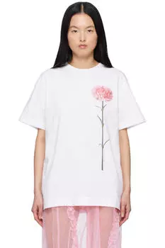Белая футболка с принтом гвоздики и короткими рукавами Simone Rocha