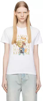 Белая футболка с принтом Maison Kitsune