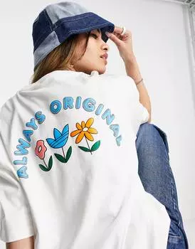 Белая футболка с принтом на спине adidas Originals