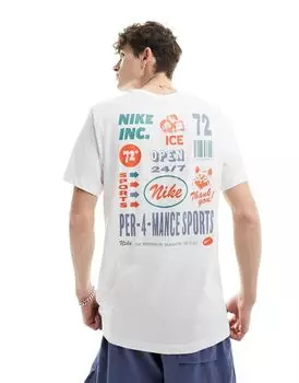 Белая футболка с принтом на спине Nike Dri-FIT