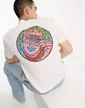 Белая футболка с принтом на спине Volcom Connected Minds