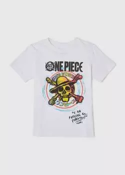 Белая футболка с принтом One Piece для мальчиков (5–12 лет)