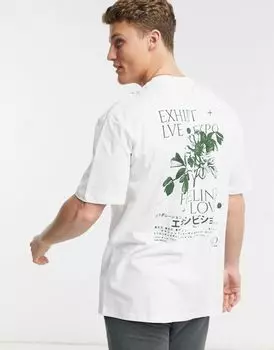Белая футболка с принтом спереди и сзади Topman экспонат