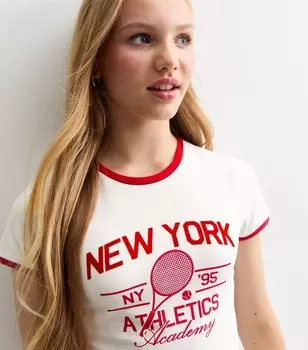 Белая футболка с принтом Tennis Club для девочек New Look, белый
