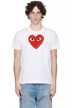 Белая футболка с принтом «Заклепки» COMME des GARONS PLAY