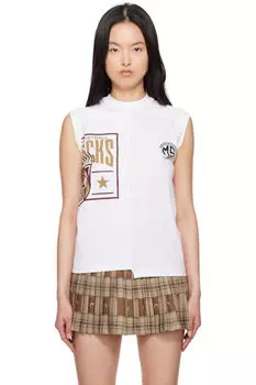 Белая футболка с регенерированным графическим принтом, майка Marine Serre