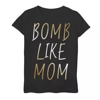 Белая футболка с рисунком ко Дню матери для девочек 7–16 лет «Bomb Like Mom» Unbranded