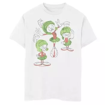 Белая футболка с рисунком «Marvin The Martian Paint & Sketch» для мальчиков 8–20 лет Looney Tunes Licensed Character