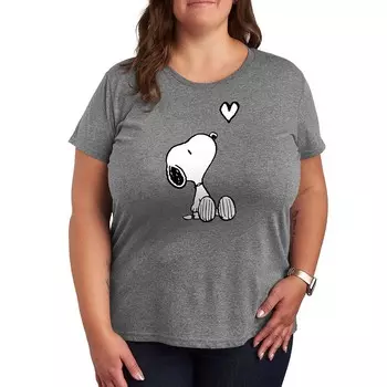 Белая футболка с рисунком сердца Snoopy Plus Peanuts Licensed Character, цвет Heather Gray