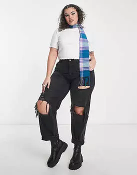 Белая футболка с салатовыми краями COLLUSION Plus