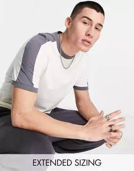 Белая футболка с серыми вставками ASOS DESIGN - WHITE - WHITE