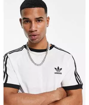 Белая футболка с тремя полосками adidas Originals