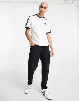 Белая футболка с тремя полосками Adidas Originals adicolor
