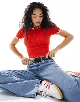 Белая футболка с трикотажной окантовкой ASOS