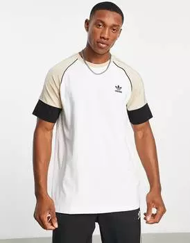 Белая футболка с трилистником и рукавами реглан adidas Originals SPRT US