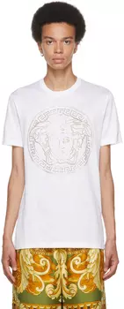 Белая футболка с украшением \Медуза\"" Versace