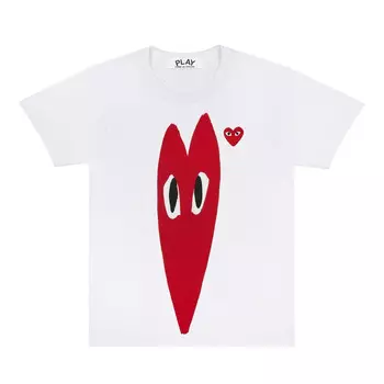 Белая футболка с уменьшенным сердцем Comme Des Garcon, белый