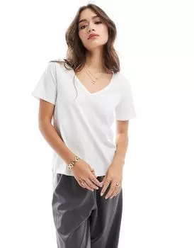 Белая футболка с v-образным вырезом Vero Moda