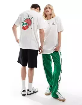 Белая футболка с вишневым принтом на спине adidas Originals