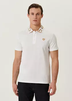 Белая футболка с воротником-поло и деталью медузы Versace