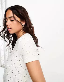 Белая футболка с вышивкой из джерси JDY