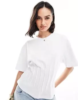 Белая футболка с завязкой на талии ASOS DESIGN