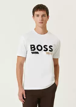 Белая футболка стандартного кроя с логотипом Boss
