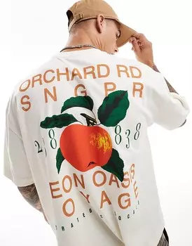 Белая футболка свободного кроя ASOS DESIGN с фруктовым принтом на спине