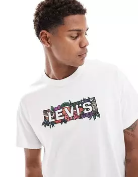Белая футболка свободного кроя Levi's – с квадратным логотипом в виде фруктов
