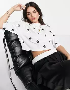 Белая футболка свободного кроя с графичным принтом ASOS DESIGN ying yang