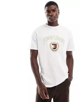 Белая футболка Tommy Jeans с золотым гербом